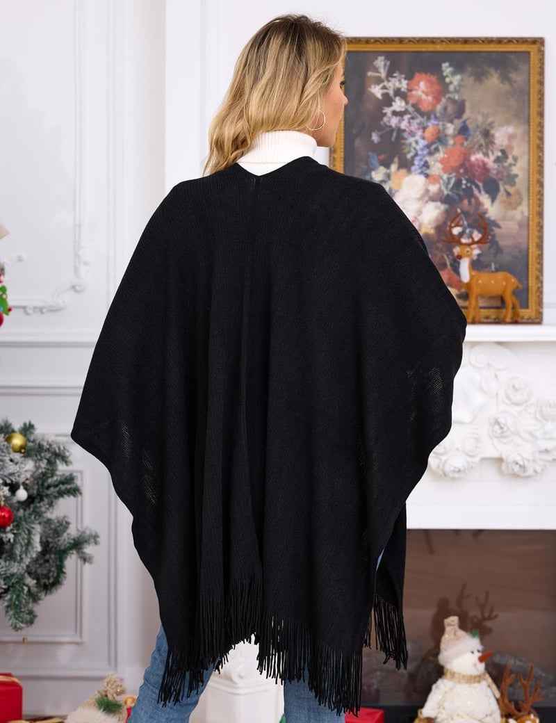 Ferand Shawl Wraps for Women, Cozy Lightweight Poncho Cape with Pockets, Warm for Fall Winter Travel - Image 4